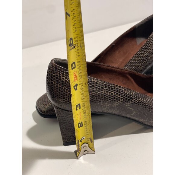 Stuart Weitzman Brown Snakeskin Leather Block Heel Pumps Size 6B Made Spain - Picture 9 of 14